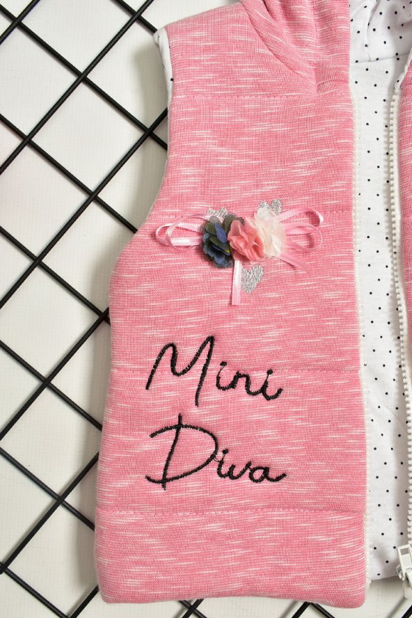 Kız Bebek Mini Diva Pembe Yelekli 3lü Takım - 2
