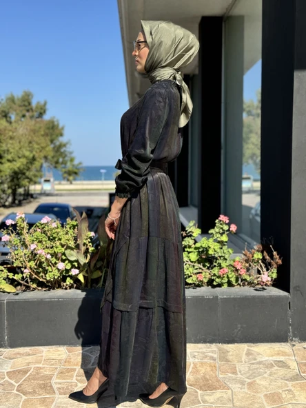 Misswhence Desenli İpek Elbise 36829 - 16