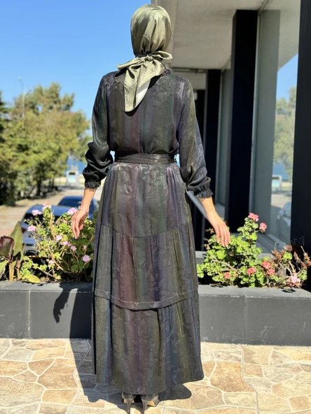 Misswhence Desenli İpek Elbise 36829 - 6