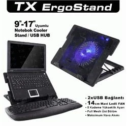 TX ACNBERGST  ErgoStand 14cm Led Fan'lı 5 KademeLİ 2xUsb 9"-17" Notebook Soğutucu-Stand - 2