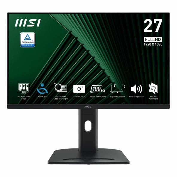 MSI Pro MP275PG 27" 100Hz 1Ms VGA+HDMI+DP FullHD Adaptive-Sync IPS Pivot Vesa Monitör ürün görseli 1