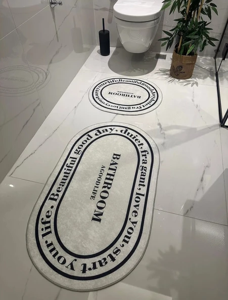 Bathroom Yazılı Banyo Paspası 2 Parça