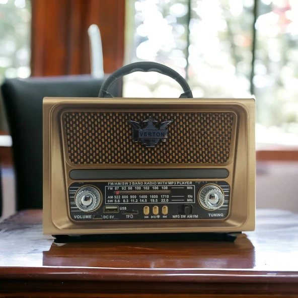 Nostaljik Görünümlü Usb Sd Aux Bluetooth Destekli Şarjlı Radyo Rt-780