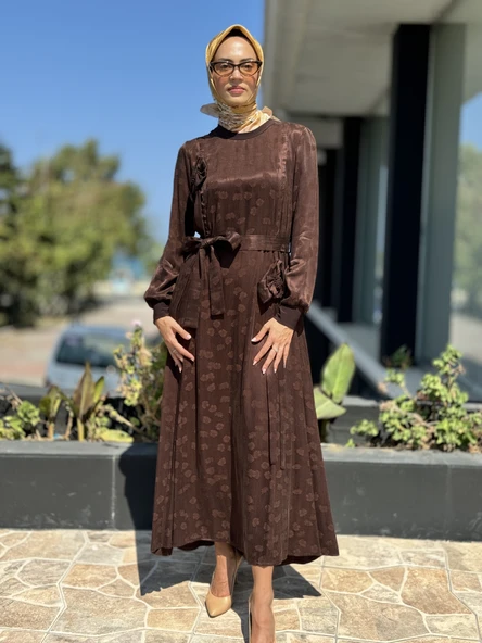 Misswhence Gül Detaylı İpek Elbise 36800 - 2