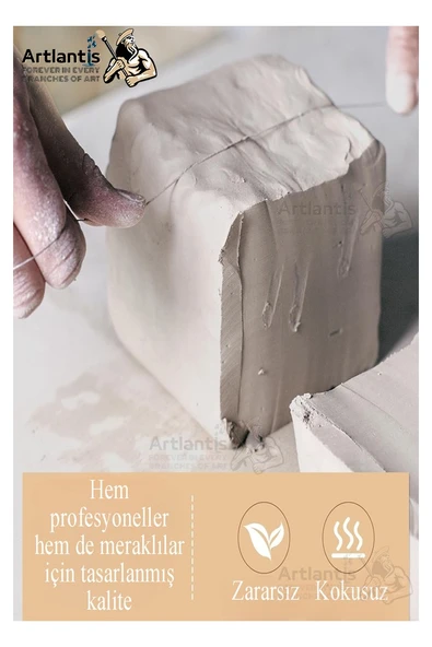 Beyaz Seramik Hamuru 2 Kg Ebeşuar Modelleme Artdeco Pastel 6 Renk Akrilik Boya Fırça 75 ml Seramik Çamuru Heykel - 6