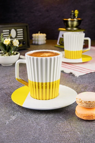 Groove 2 Kişilik 4 Parça Sarı Kahve Fincan Takımı 180 ml ürün görseli 1