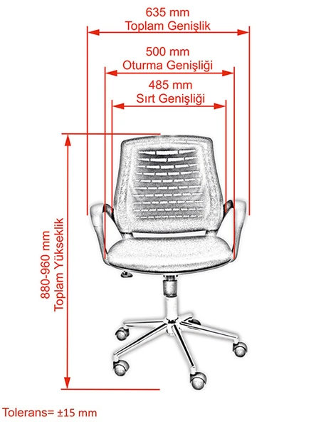 Atlas Metal Ayaklı Fileli Ofis Büro Bilgisayar Çalışma Koltuğu Sandalyesi - 10