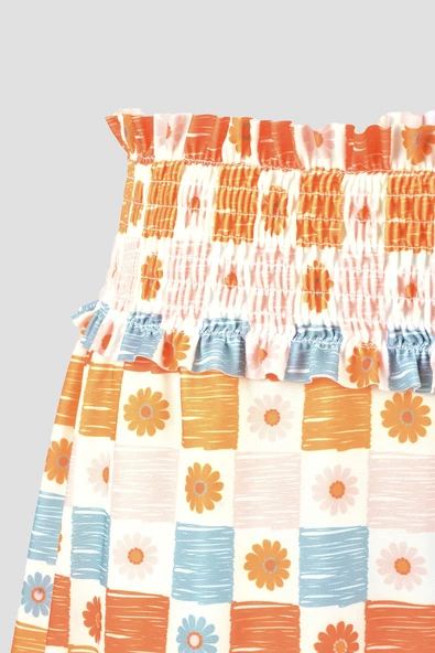 Turuncu Daisy Forest Şort Etek - Resim 2