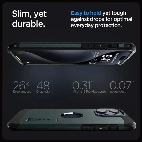 Spigen iPhone 15 Pro Magnetic Tough Armor MagFit Kılıf - 8