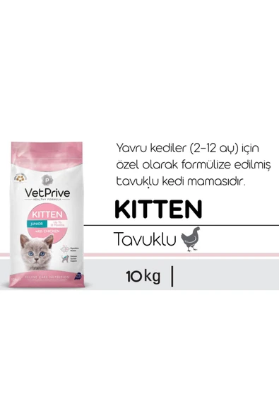 VetPrive Vet Prive Yavru Kedi Maması Tavuklu 10 Kg - 2