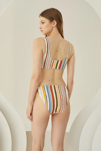 Renkli Colourful Ringed Bikini Takımı - 4