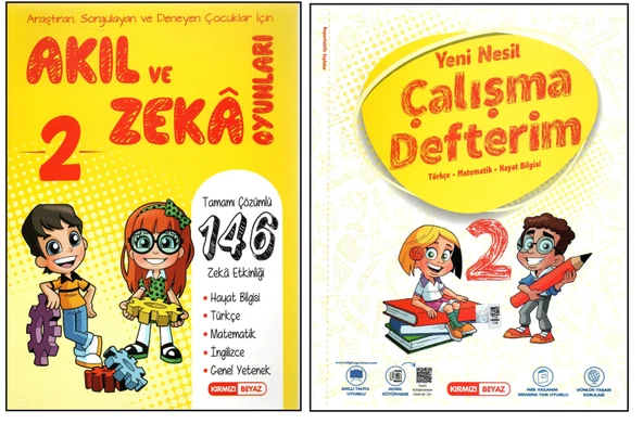 KIRMIZI BEYAZ 2. SINIF AKIL VE ZEKA OYUNLARI+YENİ NESİL ÇALIŞMA DEFTERİM (2 KİTAP)
