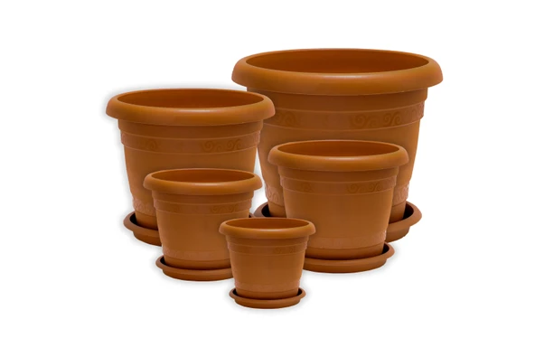 Sağlam Plastik Klasik Toprak Saksı 5 No 14,6 Lt Kahverengi