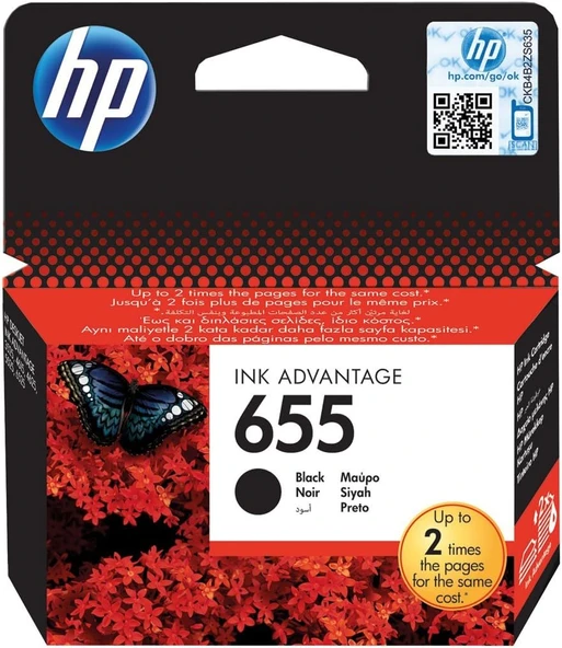 HP 655 Orjinal Siyah Kartuş 3525-4615-4625-5525-6525 | CZ109A
