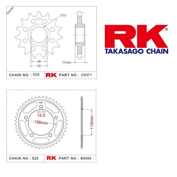RK Honda CBR 600 F4 16/45T Ön Arka Dişli Set 525 99-00