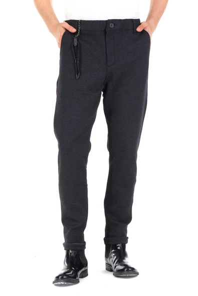 Erkek Regular Fit Beli Lastikli Düğmeli Zincirli Yandan Cepli Kaz Ayağı Desenli Spor Jogger Pantolon - 6