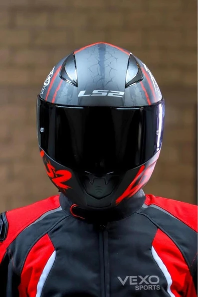 LS2 Rapid 2 Raven Mat Siyah-beyaz-kırmızı Kask Siyah Vizörlü - 4