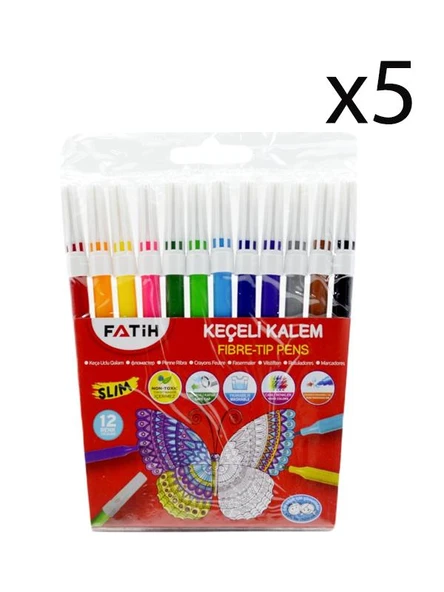 Fatih Keçeli Kalem Slim 12 Renk 5 Adet ürün görseli 1