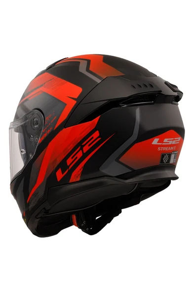 LS2 Stream 2 Fury Mat Siyah-gri-kırmızı Kask - Resim 5
