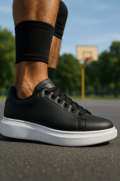 Günlük Erkek Spor Ayakkabı Bağcıklı Dikiş Detaylı Hafif Kalın Yüksek Taban Sneaker MC001 - 6