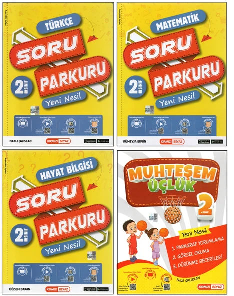 KIRMIZI BEYAZ 2. SINIF SORU PARKURU SET+MUHTEŞEM ÜÇLÜK (4 KİTAP)