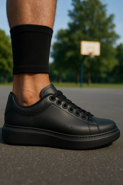 Günlük Erkek Spor Ayakkabı Bağcıklı Dikiş Detaylı Hafif Kalın Yüksek Taban Sneaker MC001 - 3