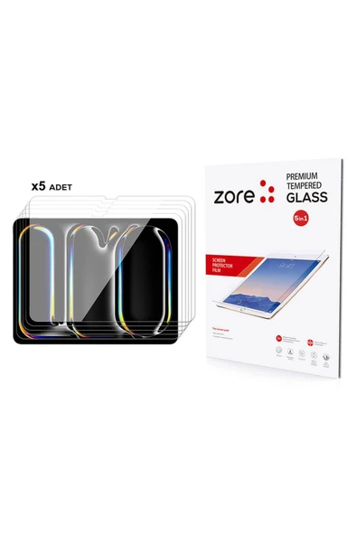 KILIFTECH iPad 13 Pro 2024 Uyumlu Zore 5in1 Tablet Temperli Cam Ekran Koruyucu-Şeffaf