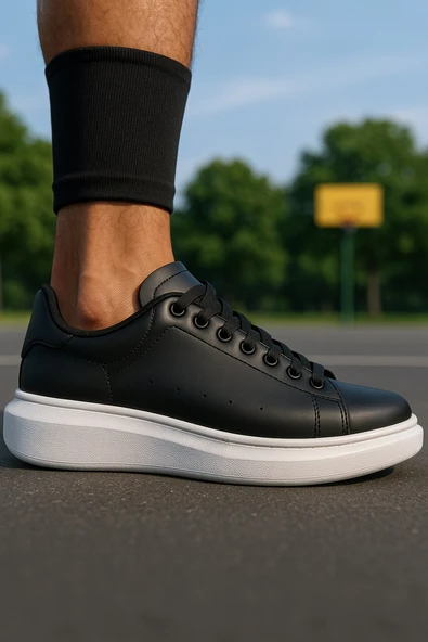 Günlük Erkek Spor Ayakkabı Bağcıklı Dikiş Detaylı Hafif Kalın Yüksek Taban Sneaker MC001 - 5