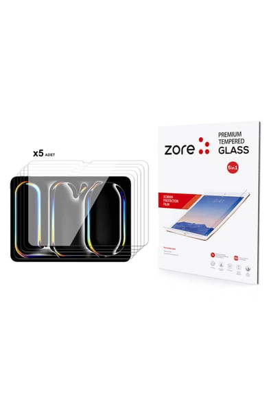 KILIFTECH iPad 11 Pro 2024 Uyumlu Zore 5in1 Tablet Temperli Cam Ekran Koruyucu-Şeffaf