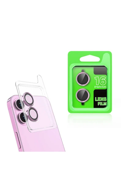zore Apple iPhone 16 Plus Zore CL-07 Kamera Lens Koruyucu, Pembe