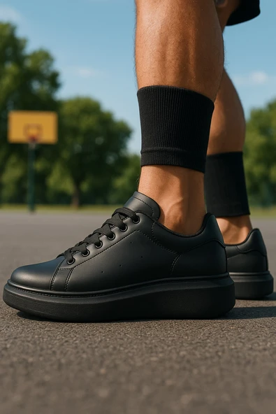 Günlük Erkek Spor Ayakkabı Bağcıklı Dikiş Detaylı Hafif Kalın Yüksek Taban Sneaker MC001 - 4