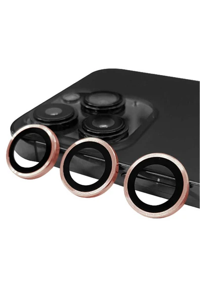 FLYGIFTS iPhone 14 Pro Max Uyumlu Zore CL-07 Kamera Koruyucu-Rose Gold ürün görseli