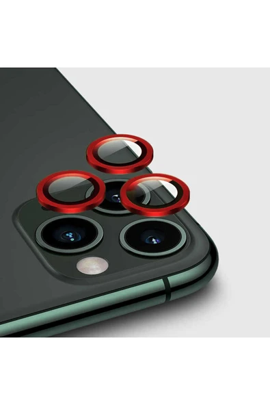Ayyıldız Aksesuar Dünyası iPhone 12 Pro Uyumlu Zore CL-02 Kamera Zore Koruyucu-Kırmızı