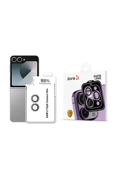 KILIFTECH Galaxy Z Flip 6 Zore CL-11 Safir Parmak İzi Bırakmayan Anti-Reflective Kamera Lens Koruyucu-Gümüş