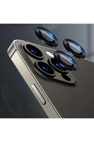 GNG HOME iPhone 13 Pro Uyumlu Zore CL-07 Kamera Koruyucu-Siyah