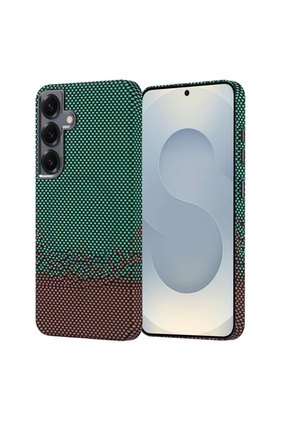 KILIFTECH Galaxy S24 Kılıf Magsafe Şarj Özellikli Karbon Fiber Görünümlü Zore Nekst Kapak - Yeşil ürün görseli