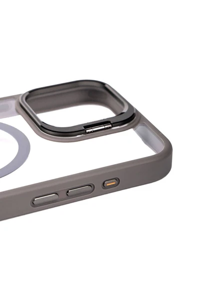 SAFA iPhone 15 Pro Max Uyumlu Magsafe Wireless Şarj Özellikli Standlı Zore Magsafe Klon LNSM-li Kapa - 6