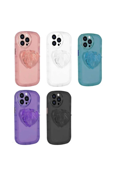 KILIFTECH iPhone 13 Pro Max Uyumlu Kamera Korumalı Pop Soketli Renkli Zore Ofro Kılıf-Sarı - Resim 3