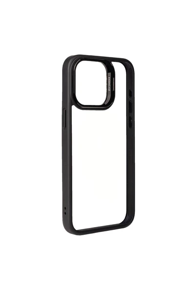 SAFA iPhone 15 Pro Uyumlu Kamera LZore Korumalı Standlı Zore Klon LNSM-li Kılıf-Lacivert - Resim 4