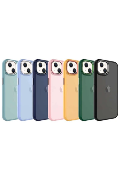 KILIFTECH iPhone 13 Uyumlu Buzlu Sert PC Zore May Kılıf-Mavi - Resim 2