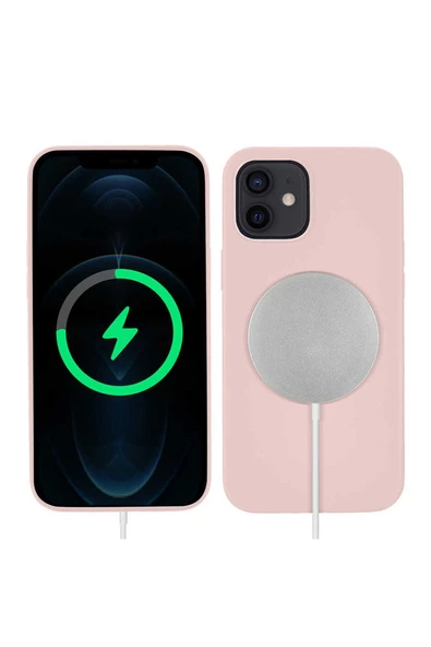 SAFA iPhone 12 Mini Uyumlu Zore Silksafe Wireless Kılıf-Pembe Açık ürün görseli