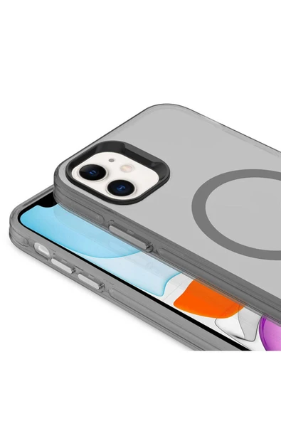 KILIFTECH iPhone 11 Uyumlu Zore Magsafe Şarj Özellikli Buzlu Transparan C-Pro Sert Kılıf-Derin Mor - Resim 4