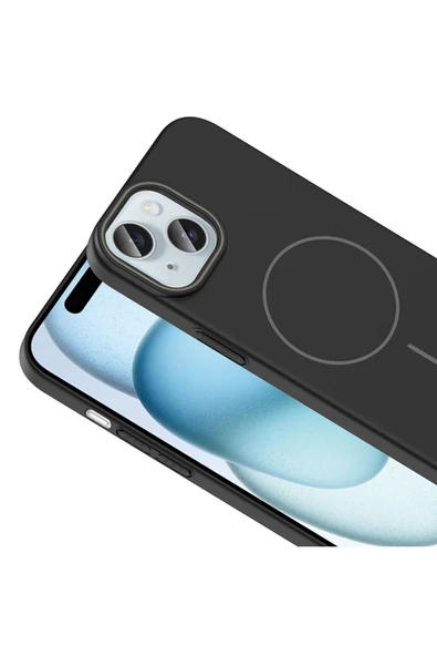 zore iPhone 15 Kılıf Magsafe Şarj Özellikli Zore Ruby Silikon Kapak - Mürdüm - Resim 8