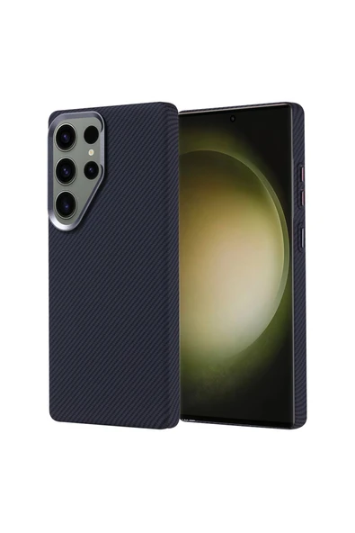 KILIFTECH Galaxy S25 Ultra Kılıf Magsafe Şarj Özellikli Karbon Fiber Görünümlü Zore Nekst Kapak - Gold - Resim 2