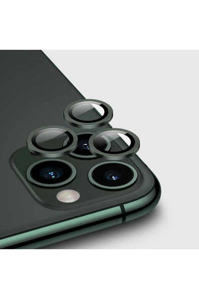 zen aksesuar iPhone 12 Pro Uyumlu Zore CL-02 Kamera Lens Koruyucu-Koyu Yeşil