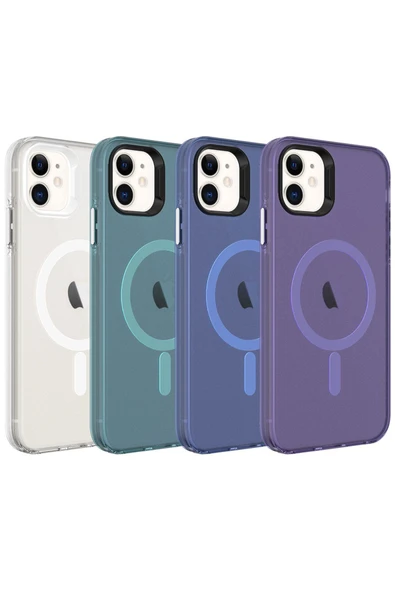 KILIFTECH iPhone 11 Uyumlu Zore Magsafe Şarj Özellikli Buzlu Transparan C-Pro Sert Kılıf-Derin Mor - Resim 2