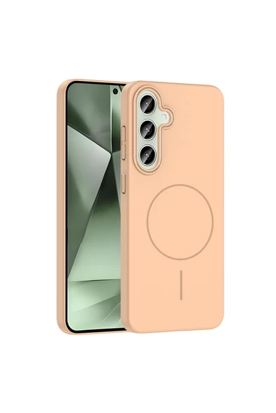 KILIFTECH Galaxy S24 FE Uyumlu Kılıf Magsafe Şarj Özellikli Ruby Silikon Kapak - Desert Titanyum ürün görseli