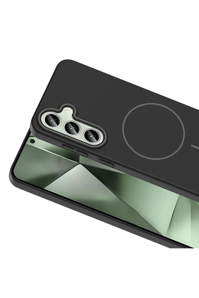 KILIFTECH Galaxy S24 FE Uyumlu Kılıf Magsafe Şarj Özellikli Ruby Silikon Kapak - Desert Titanyum - Resim 6