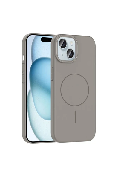 zore iPhone 15 Kılıf Magsafe Şarj Özellikli Zore Ruby Silikon Kapak - Mürdüm - Resim 2