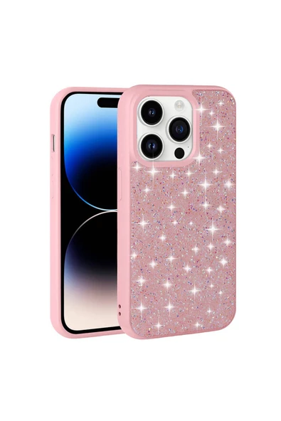 zore iPhone 14 Pro Uyumlu Parlak Taşlı Tasarım Pırlanta Zore Kılıf-Siyah - Resim 4